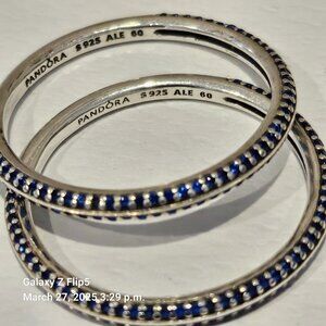 two Pandora Me Blue Pave stacking ring 199679C03-60 size 9 (2 rings)